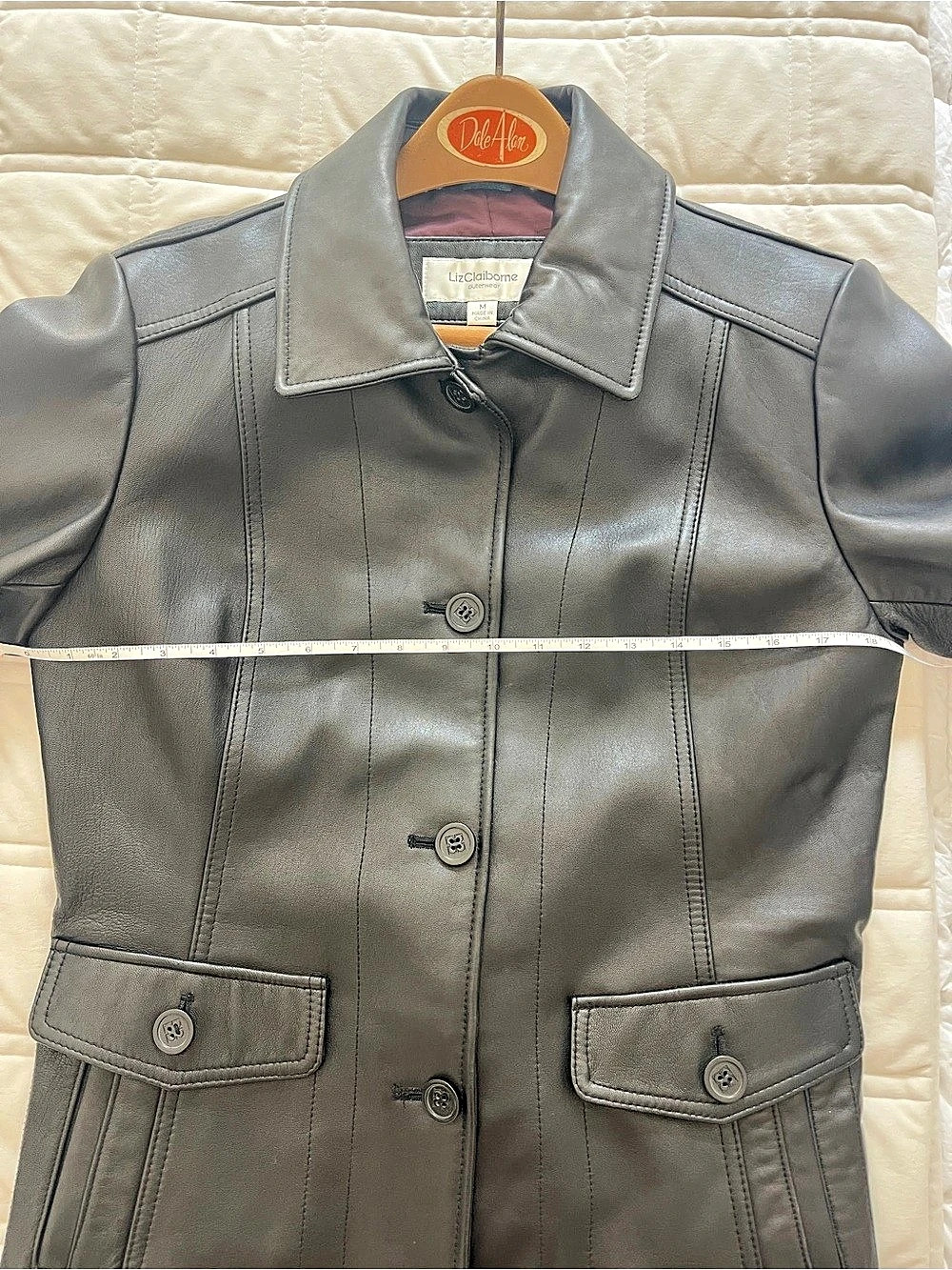 Liz Claiborne Black Genuine Leather Button Front Jacket — Women’s Medium - Picture 5 of 10